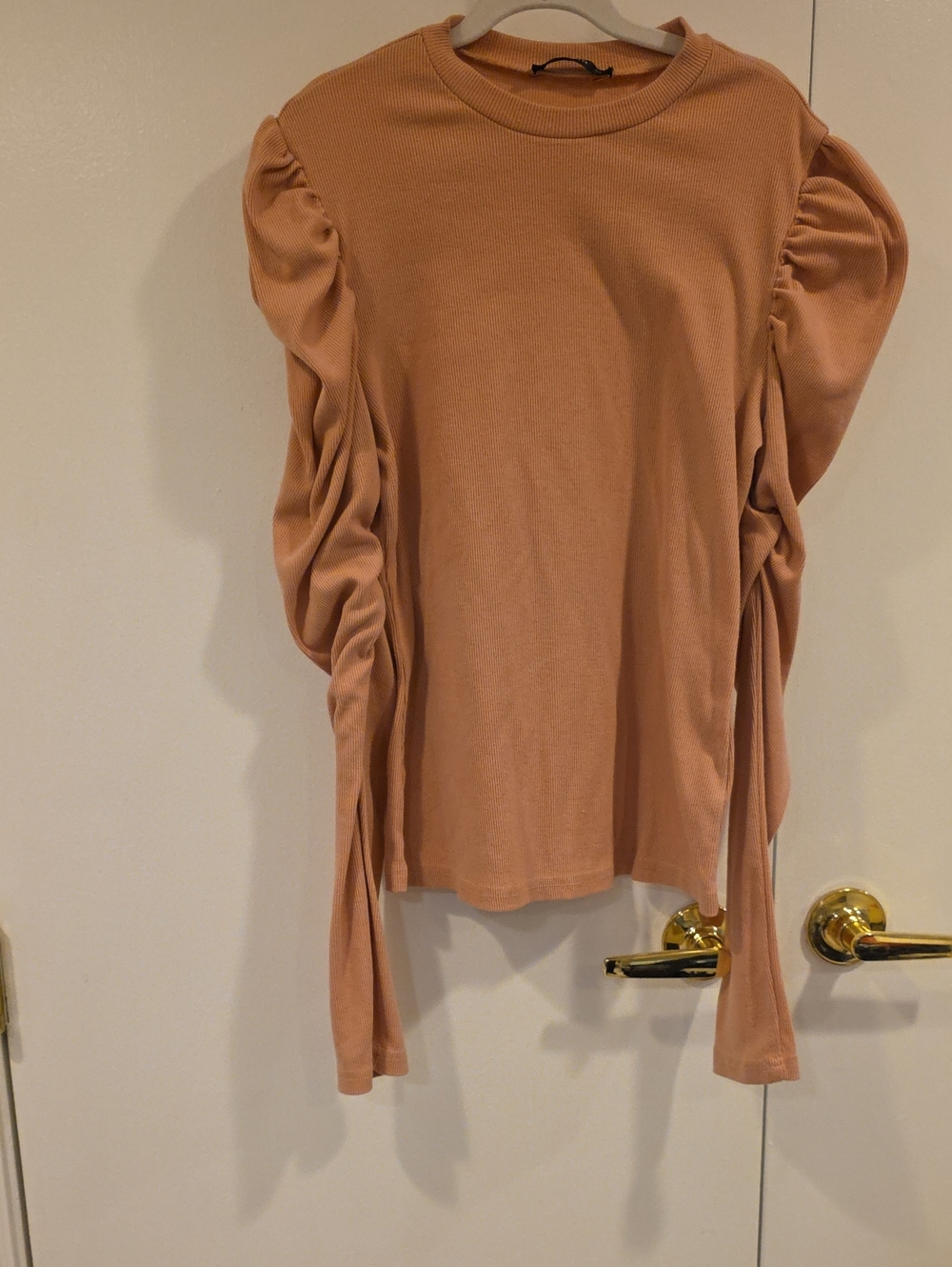 Shein Womens Long Sleeve Ruched Sleeve Top - Rose fits Like S